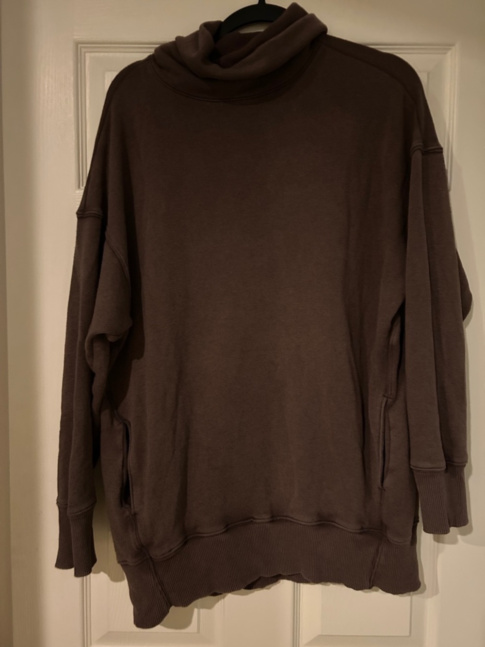 aerie Dark Brown Crew Pullover goth edgy steampunk moto biker comfortable yoga